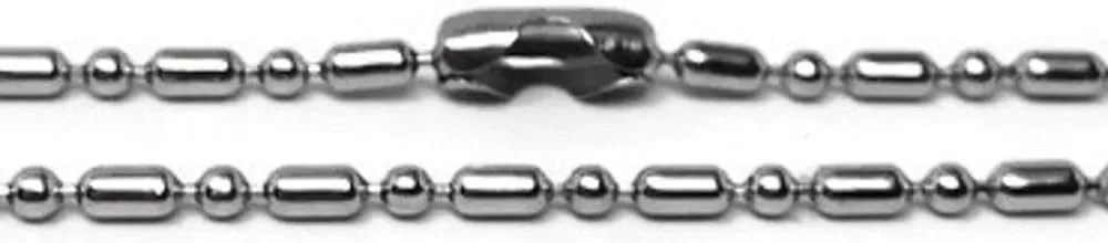Mens Silver Stainless Steel Bead Chain Necklace 2mm Unique Style (16-30 Inch)