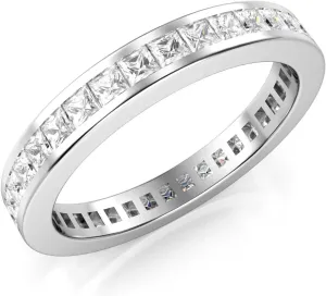 Metal Factory 3MM Sterling Silver Princess Cut CZ Eternity Cubic Zirconia Ring