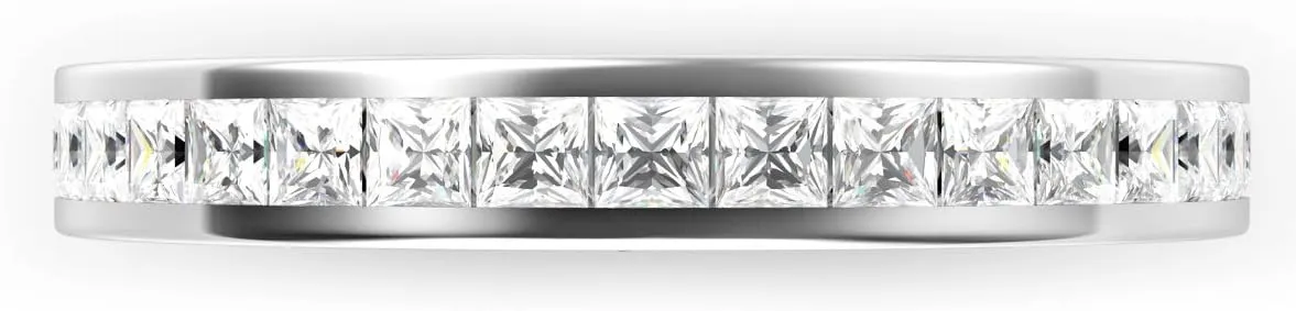 Metal Factory 3MM Sterling Silver Princess Cut CZ Eternity Cubic Zirconia Ring