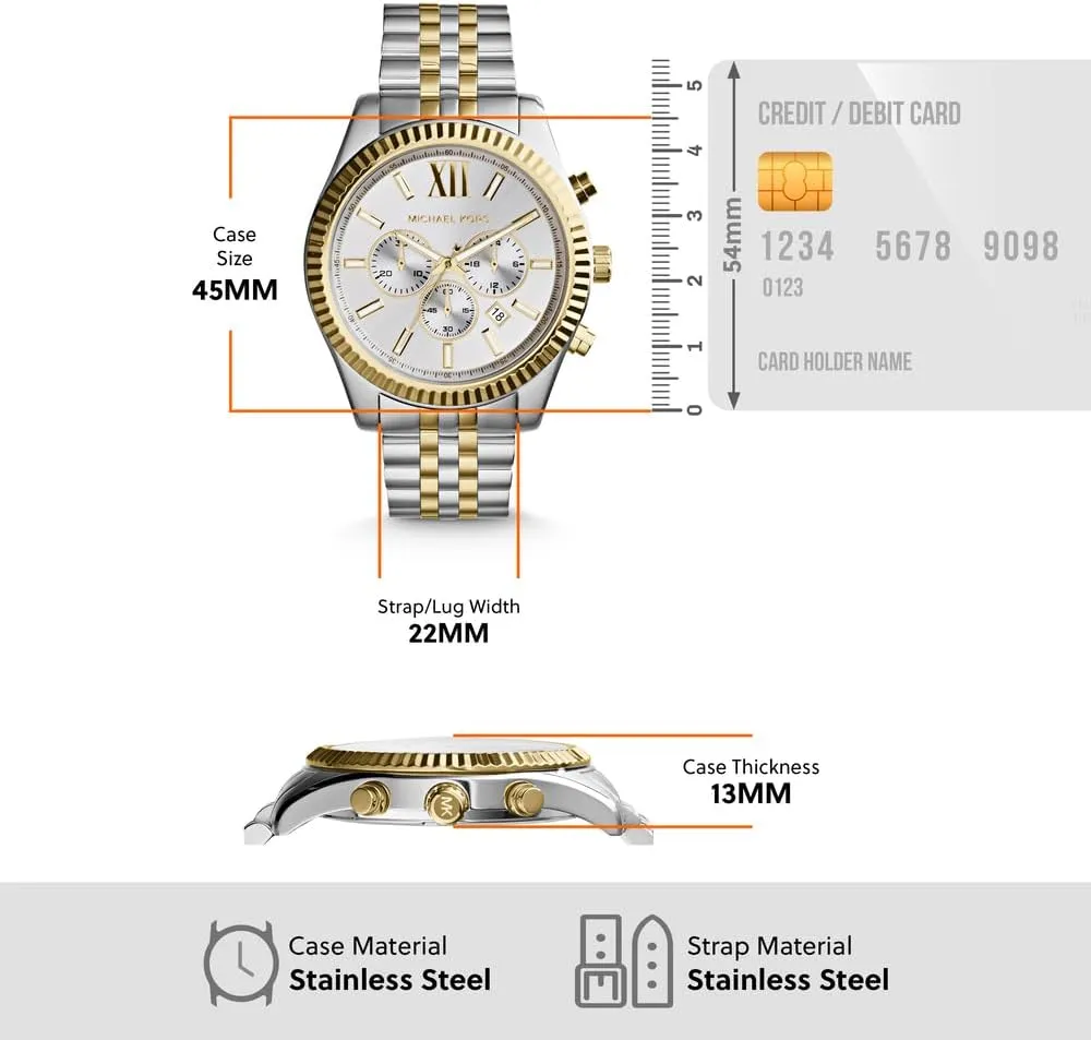 Michael Kors Lexington Men's Watch, Stainless Steel Bracelet Watch for Men