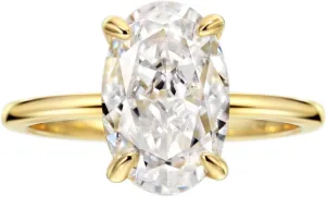 Michooyel 4.0ct Oval Cut Women's Engagement Ring 18K Gold Plated 925 Sterling Silver Cubic Zirconia Promise Ring Wedding Ring for Women