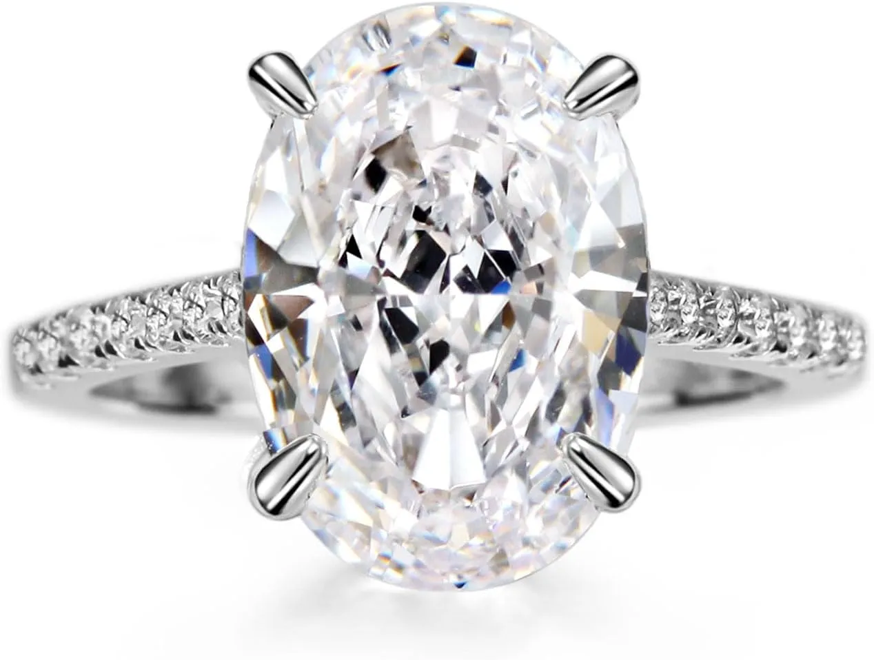 Michooyel 4.0ct Oval Cut Women's Engagement Ring Simulated Promise Ring Wedding Ring 925 Sterling Silver