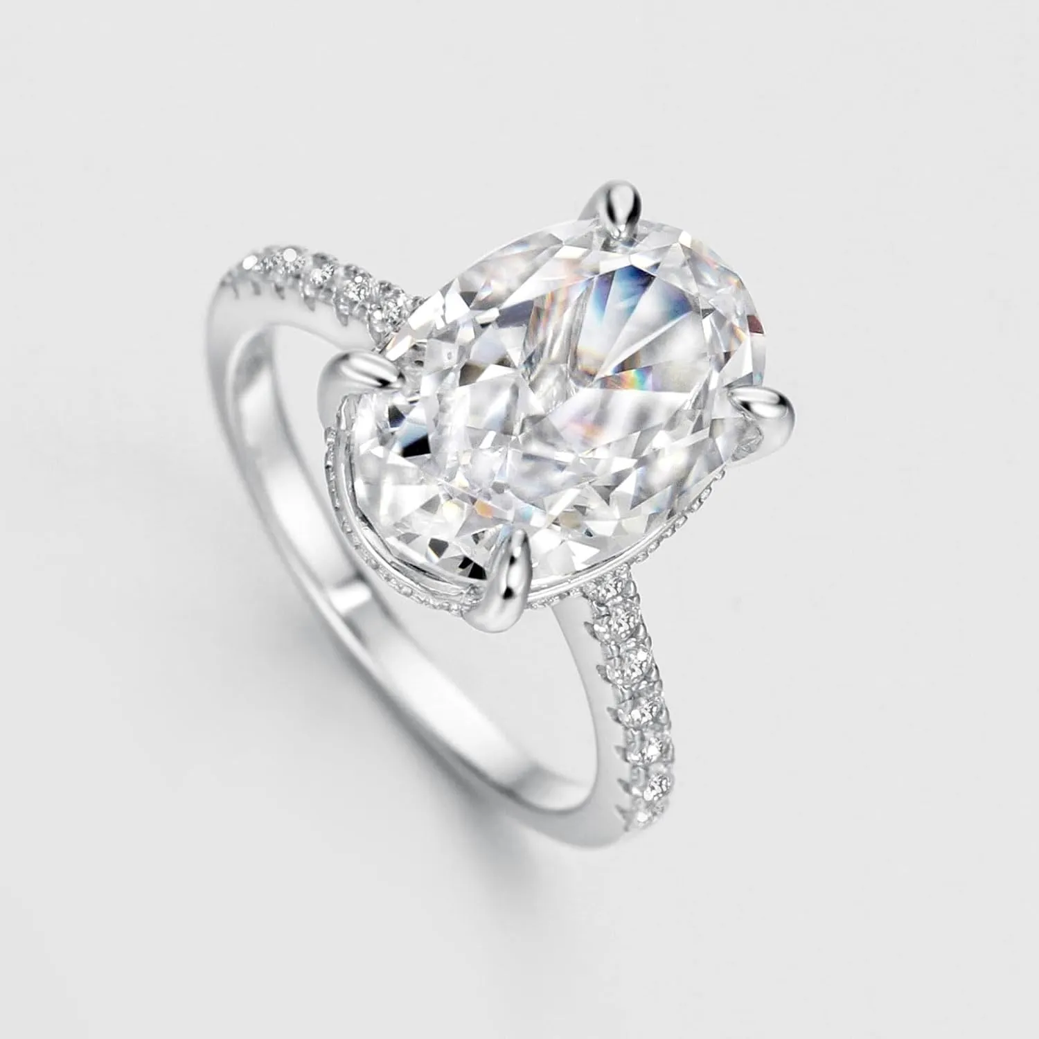 Michooyel 4.0ct Oval Cut Women's Engagement Ring Simulated Promise Ring Wedding Ring 925 Sterling Silver
