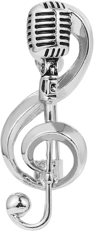 Microphone Music Note Brooch Rock Hip Pop Microphone Shape Brooches Pins Jewelry Elegant Music Notes Brooch Simple Accessories Gifts
