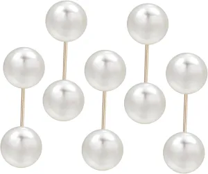 MILISTEN 5-Piece Button Nails Cardigan Pearl Brooch Pin Vintage Shirt Buttons Women's Formal Dresses Creative Scarf White