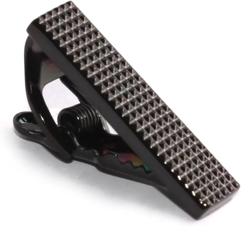 Mini Studded Black Skinny Tie Bar Rhodium Plating Rhodium Plating Mini Studded Black Skinny Tie Bar