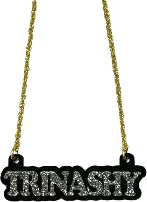 MIRROR MANIA Name Plate Custom Name Necklace Personalized Nameplate Name Laser Cut Diamond Look Letters, Quality Gold Chain, Made To Order Any Name - Dazzling and Stunning!