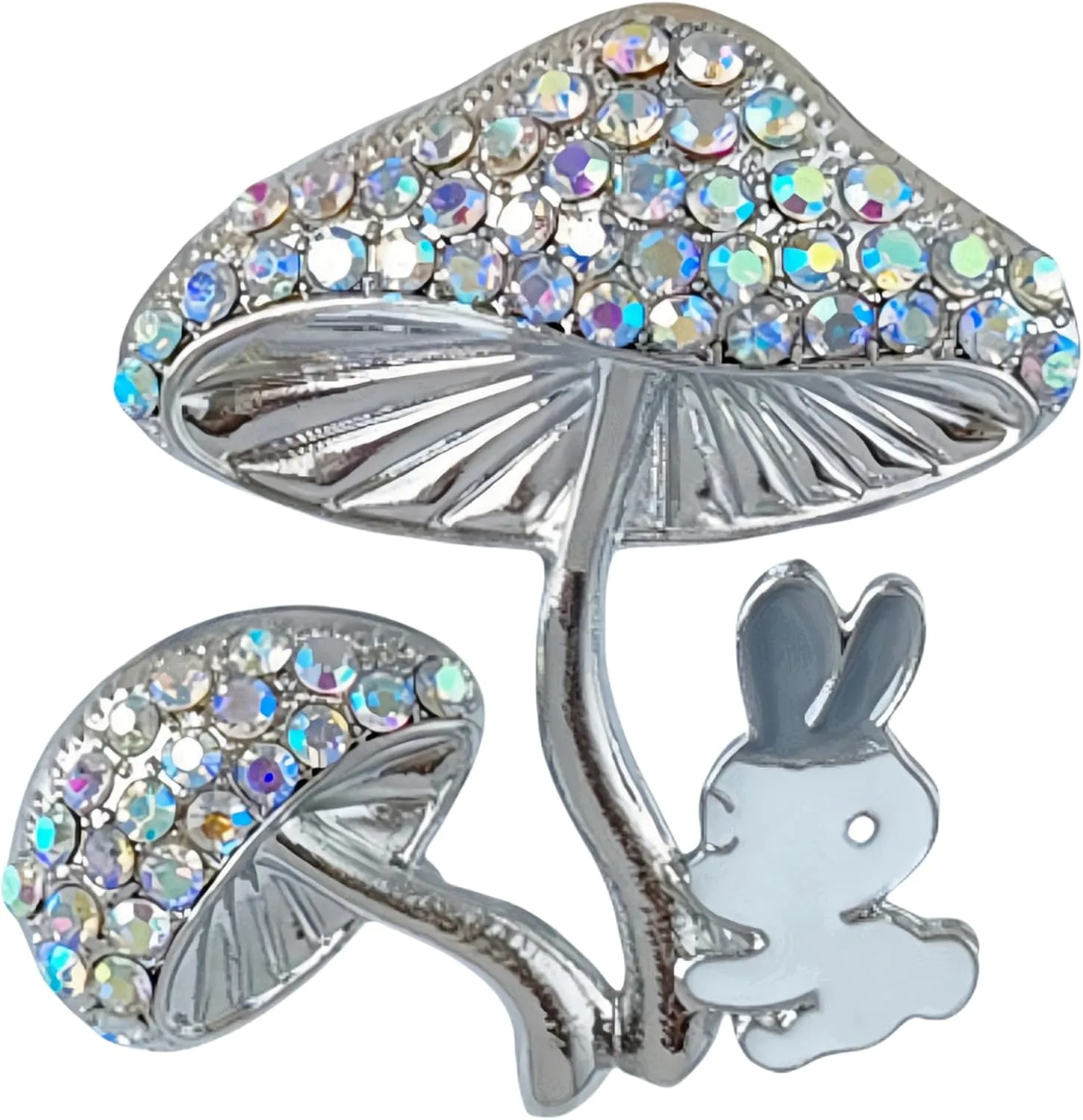 MLEPUS Rhinestone Rabbit Mushroom Brooch Pin for Women Girls Red White Fashion Cute Animal Rabbit Retro Crystal Lapel Pin Clothing Accessories Graduation Easter Jewelry