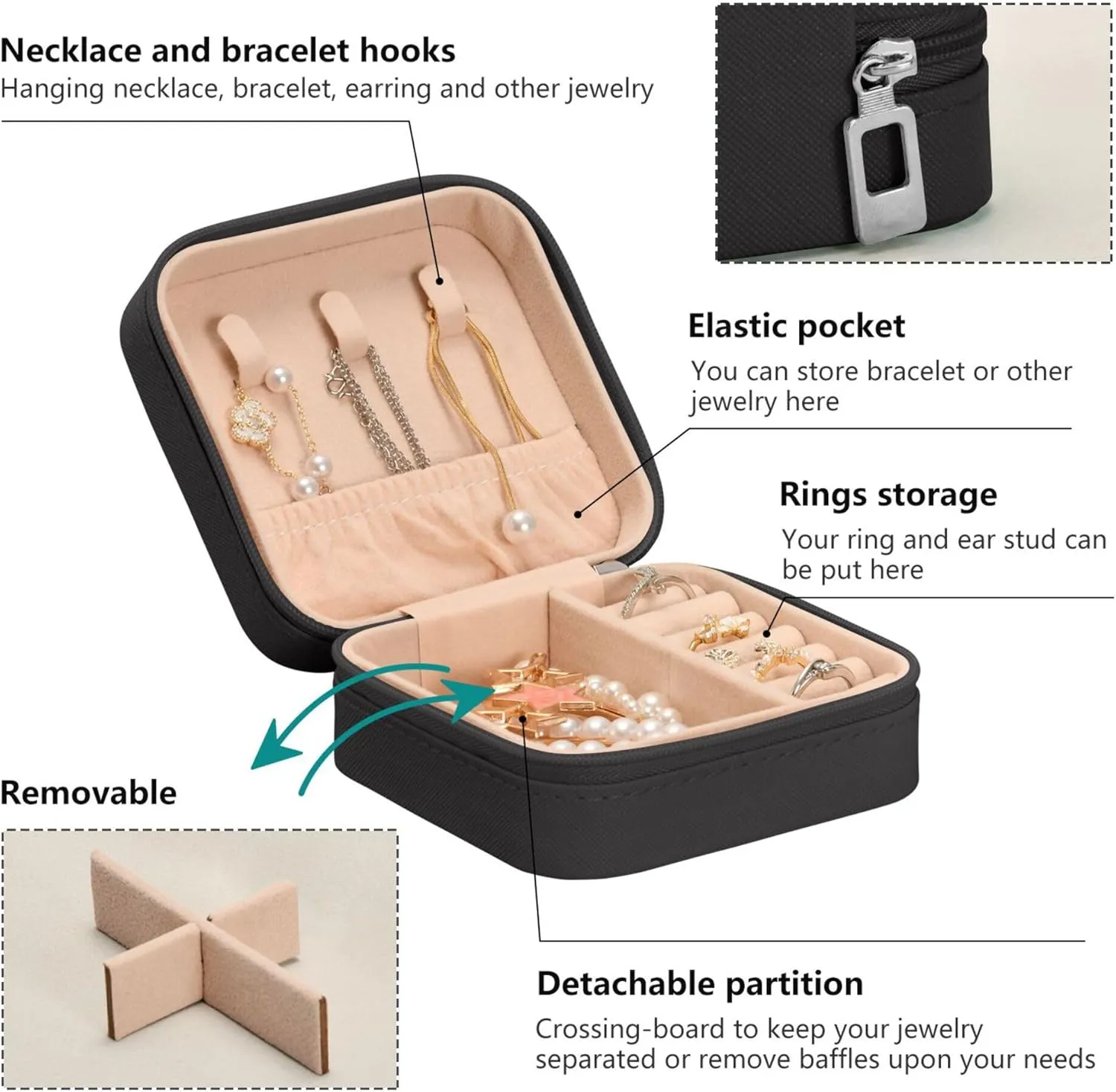 MNSRUU Small Jewelry Box Storage and Organizer Glowing Eyes Owl Mini Travel Jewelry Case Portable Earring Ring Organizer Boxes for Women Girls, Black