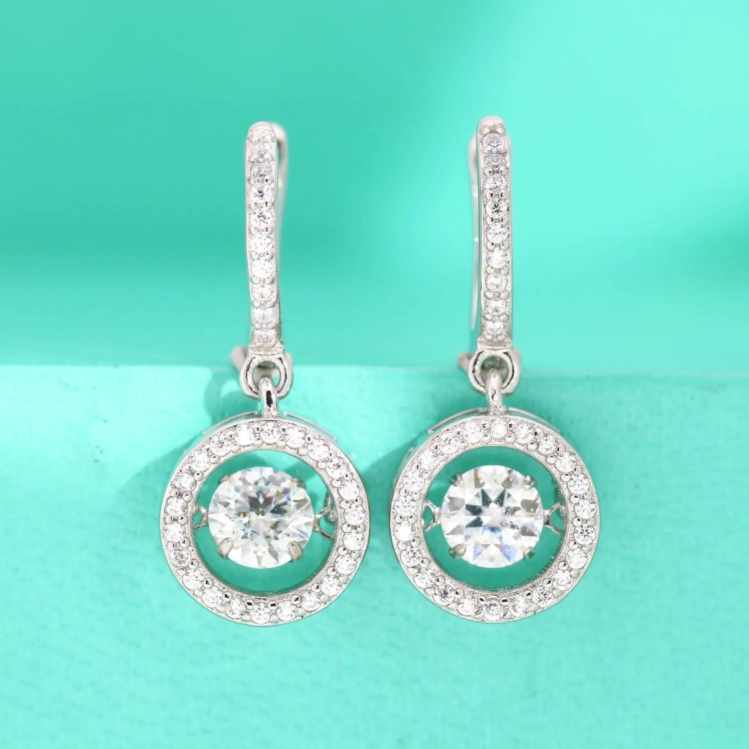 Moissanite Earrings for Women Sterling Silver Hoop Earrings 1CT-2CT D Color VVS1 Moissanite Hoop Dangle Earrings Hypoallergenic Earrings Jewelry Christmas Birthday Gifts for Wife Her