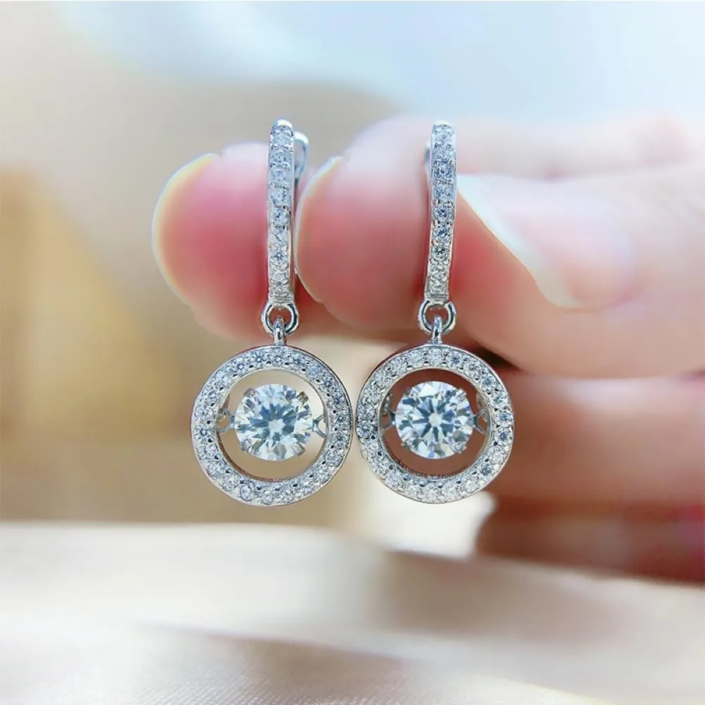 Moissanite Earrings for Women Sterling Silver Hoop Earrings 1CT-2CT D Color VVS1 Moissanite Hoop Dangle Earrings Hypoallergenic Earrings Jewelry Christmas Birthday Gifts for Wife Her