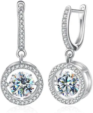Moissanite Earrings for Women Sterling Silver Hoop Earrings 1CT-2CT D Color VVS1 Moissanite Hoop Dangle Earrings Hypoallergenic Earrings Jewelry Christmas Birthday Gifts for Wife Her