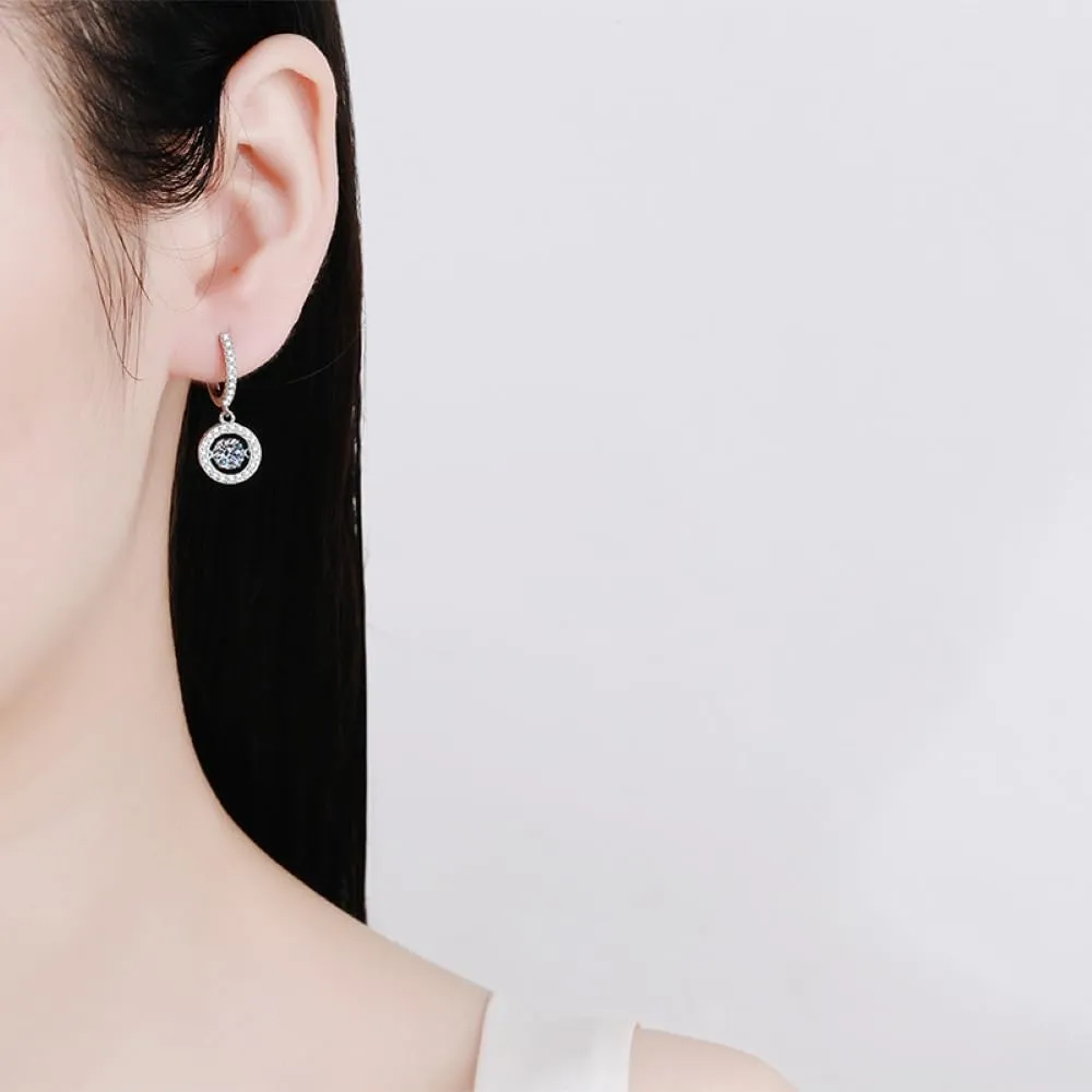 Moissanite Earrings for Women Sterling Silver Hoop Earrings 1CT-2CT D Color VVS1 Moissanite Hoop Dangle Earrings Hypoallergenic Earrings Jewelry Christmas Birthday Gifts for Wife Her