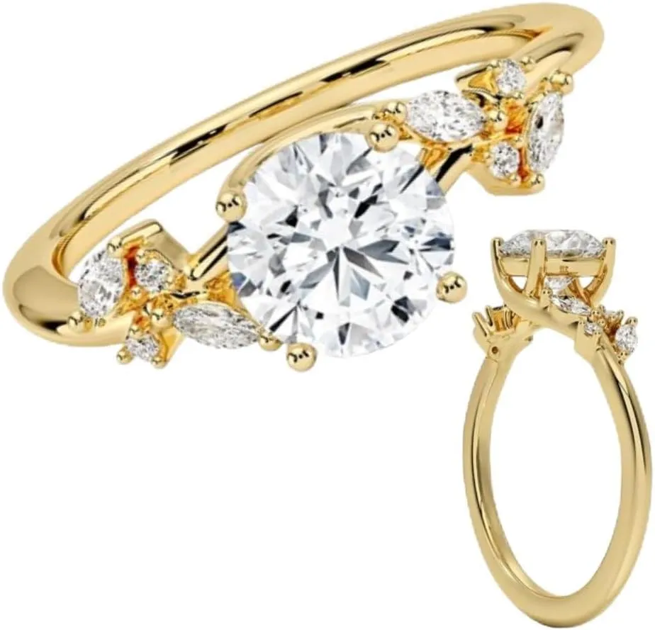 Moissanite Wedding Ring 1 2 3 4 CT Colorless VVS1 10K 14K 18K Solid Gold & S925 Diamond Anniversary Promise Ring Thorn Solitaire Engagement Bridal Ring Set Memorial Gift For Her