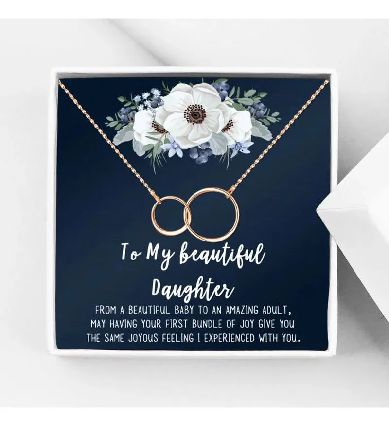 Mom Gifts, Cube Necklace for Mother & Daughter, Necklaces for Women, Best Birthday Gift Ideas, Pendant Mother's Jewelry For Her, Mothers Day [Gold Cube, No-Personalized Card]