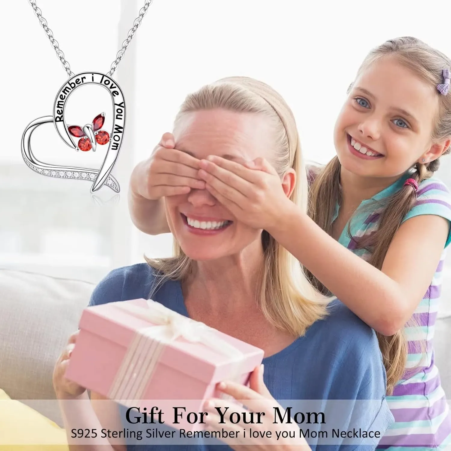 Mothers Day Gifts - S925 Sterling Silver Butterfly Necklace for Women Butterfly Birthstone Neckalce Mothers Day Christmas Birthday Gifts for Mom Sister Wife Daughter Nana Grandma
