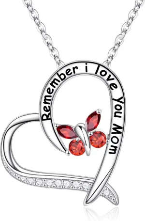 Mothers Day Gifts - S925 Sterling Silver Butterfly Necklace for Women Butterfly Birthstone Neckalce Mothers Day Christmas Birthday Gifts for Mom Sister Wife Daughter Nana Grandma