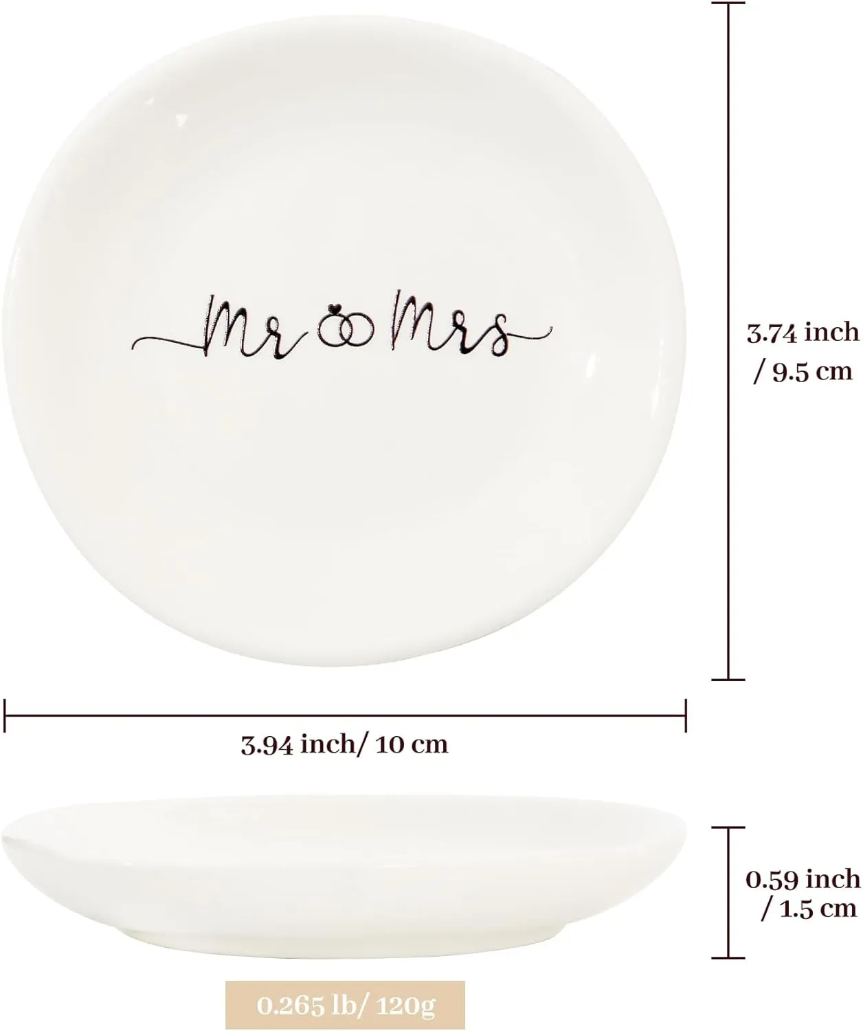 Mr & Mrs Jewelry Dish Ring Gift Circle Ceramic Jewelry Plate Ring Dish Ceramic Jewelry Tray Engagement Ring Tray Wedding Ring Holder Trinket Dish