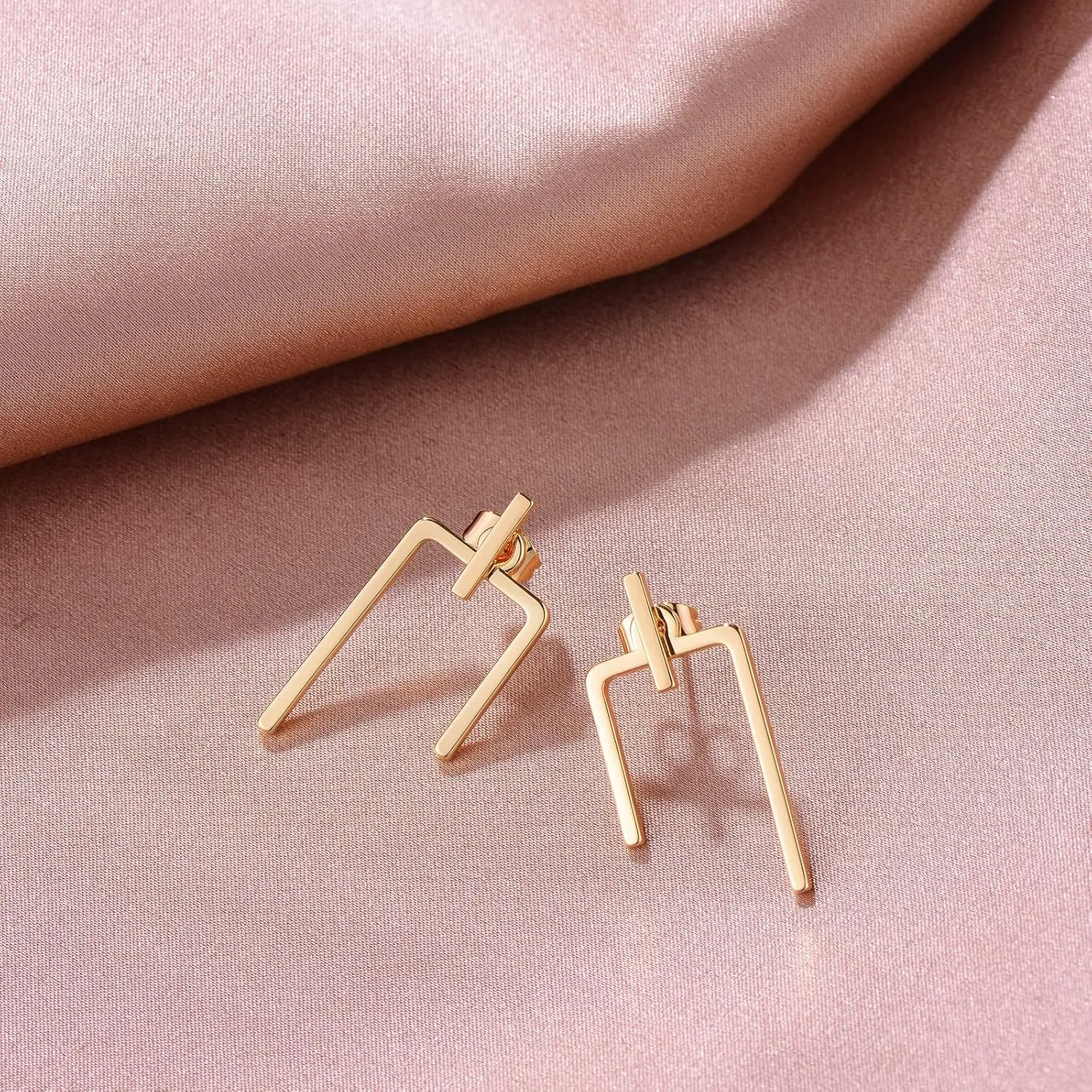 MTMY Gold Stud Earring for Women 14K Gold Plated Dainty Cubic Zirconia Studs Earrings Cute Simple Elegant Earrings Jewelry