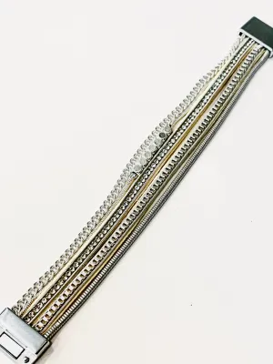 Multi Strand Silver Chain Magnetic Bracelet