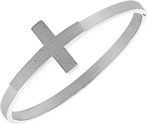 My Daily Styles Stainless Steel Silver-Tone Classic Religious Cross Prayer Spanish Bangle Bracelet