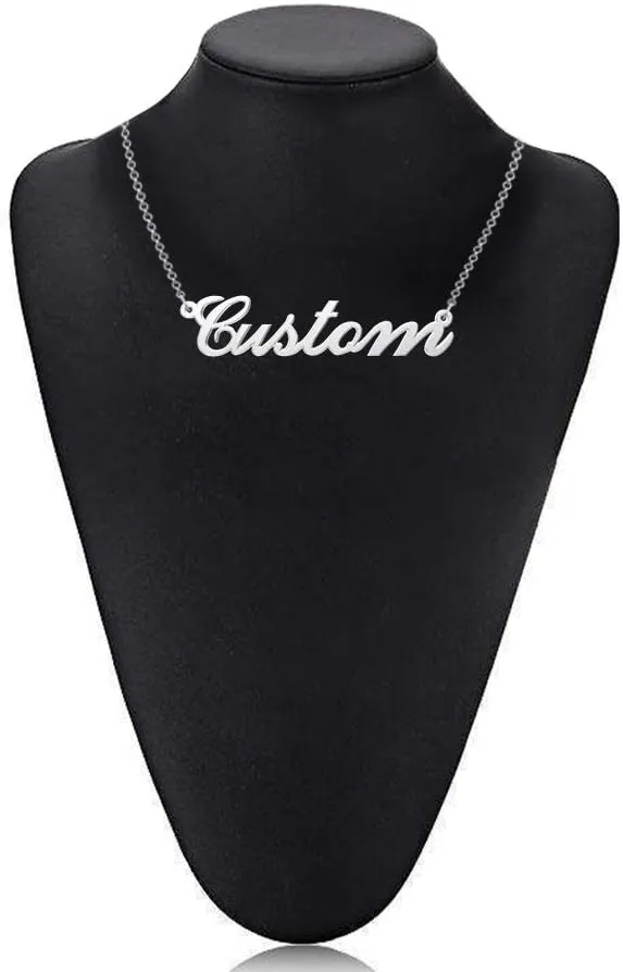 Name Necklace Personalized, Sterling Silver Custom Nameplate Necklace Charm Jewelry Gift for Women