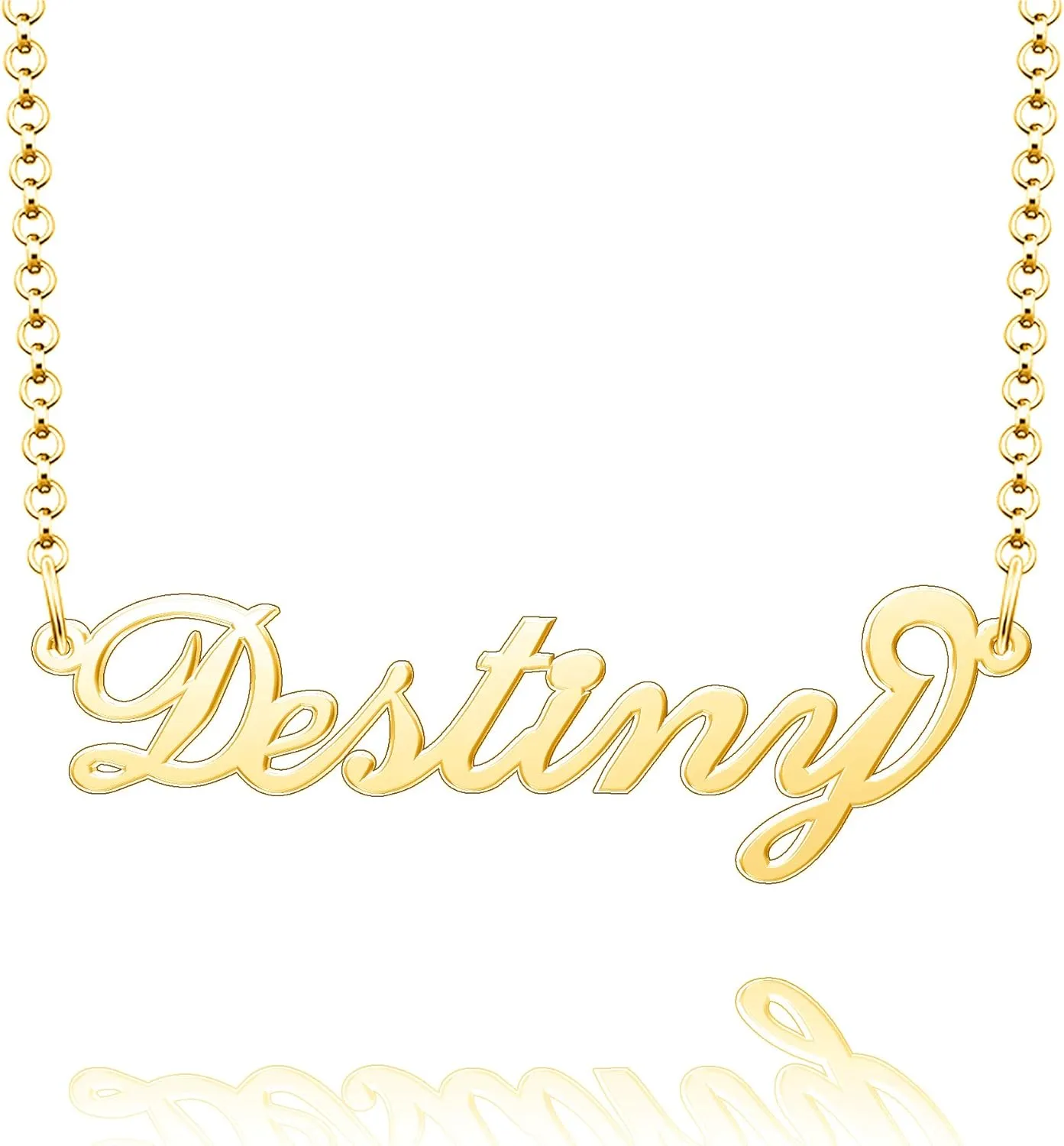 Name Necklace Personalized, Sterling Silver Custom Nameplate Necklace Charm Jewelry Gift for Women