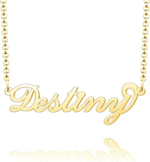 Name Necklace Personalized, Sterling Silver Custom Nameplate Necklace Charm Jewelry Gift for Women