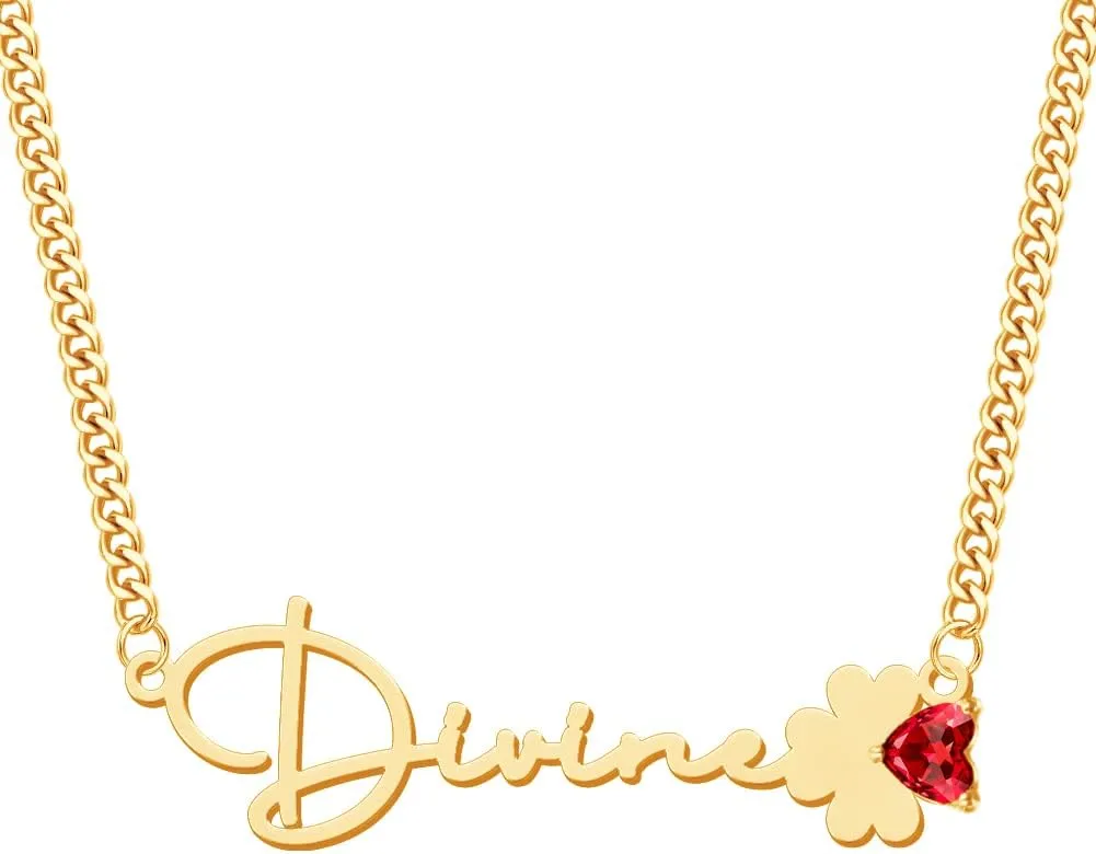 Name Necklace with Birthstone Name Necklace Personalized Customized Necklace with Name Personalized Birthday Gifts Mother's Day Gifts for Women