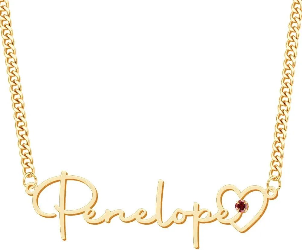 Name Necklace with Birthstone Name Necklace Personalized Customized Necklace with Name Personalized Birthday Gifts Mother's Day Gifts for Women