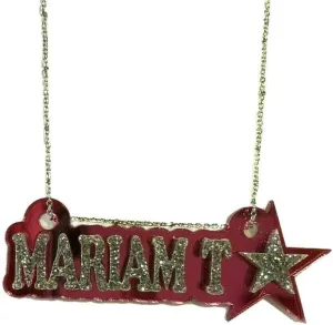 Name Plate Custom Name Necklace Nameplate Name Laser Cut Personalized, Diamond Look Letters with Color Choice Back, Silver Chain and Design, Made To Order Any Name - Dazzling and Stunning!