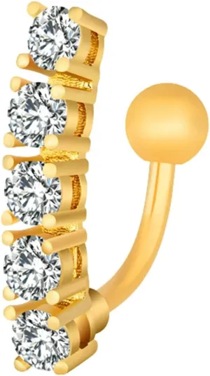 Navel Ring Surgical Stainless Steel, CZ Gold Navel Rings for Women Round Gold Belly Rings