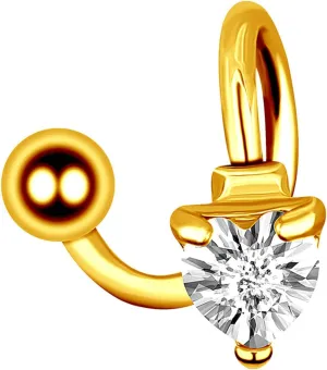 Navel Rings Stainless Steel, Crystal Cute Navel Rings for Women Heart Gold Navel Ring