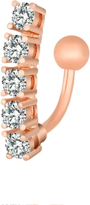 Navel Rings Stainless Steel, Crystal Navel Rings for Women Gold Round Rosegold Navel Ring