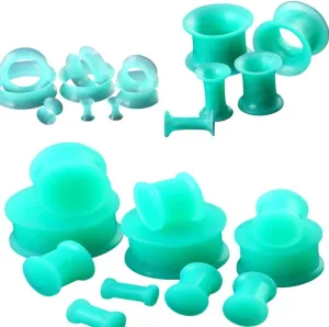 New 2025 1Pair Flexible Silicone Green Ear Plugs And Tunnels Gauge Plug Tunnel Body Jewelry Piercing Stretcher Expanders Fashion Trendy Accessories Creative Gift