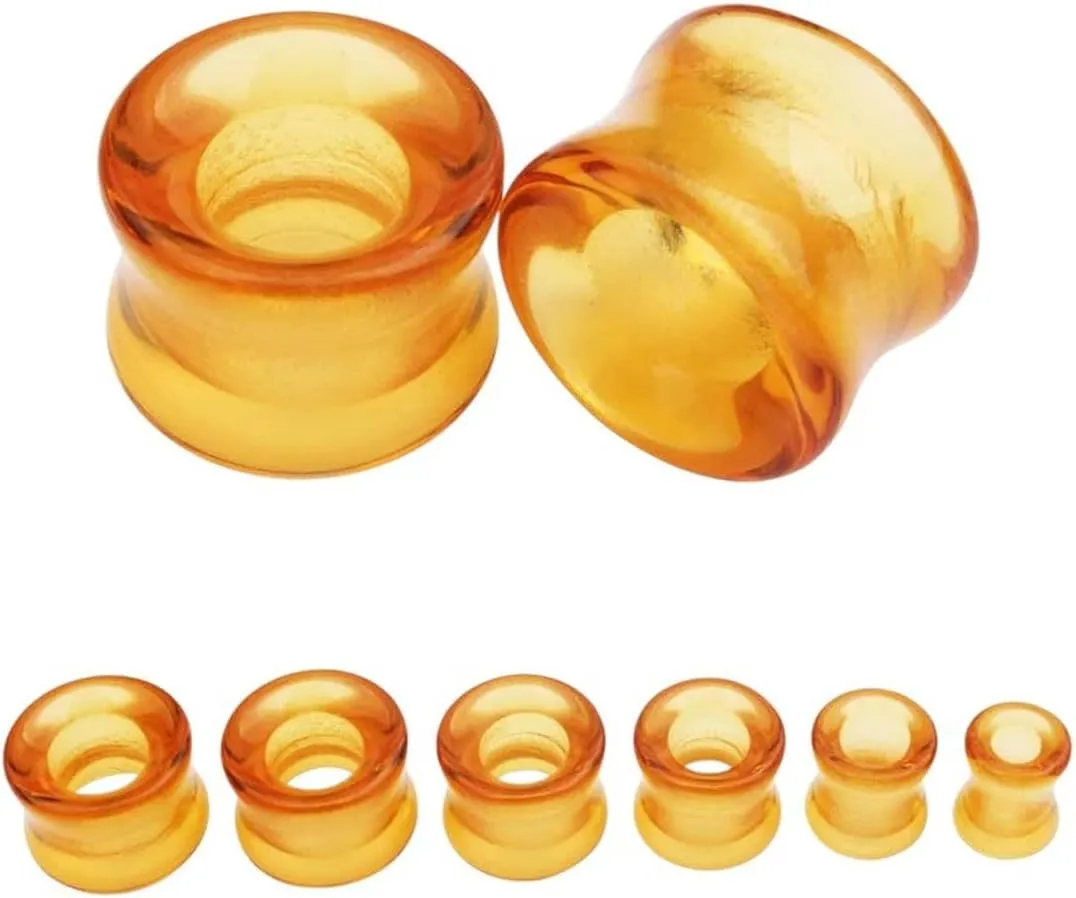 New 2025 1Pc Stone Glass Ear Tunnel Plugs Mixed Style Hollow Single Flared Flesh Gauges Piercing Expander Stretcher Body Jewelry Fashion Trendy Accessories Creative Gift