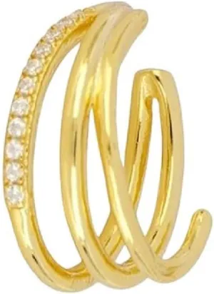 New 2025 1Pcs Plated 24K Gold Claw Shape Ear Cuff Clip Earrings Crystal Without Piercing Geometry Cartilage Fashion Jewerly Jewelry Trendy Accessories Creative Gift