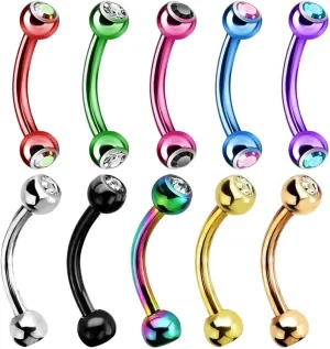 New 2025 2/5/10Pc Stainless Crystal Eyebrow Piercing Lot Tongue Snake Eyes Bulk Ring Mixed Bite Jewelry Fashion Trendy Accessories Creative Gift