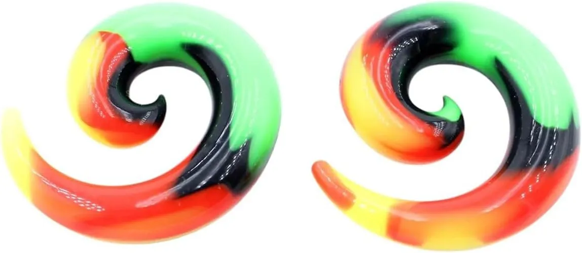 New 2025 2Pcs 3-12Mm Colorful Silicone Spiral Ear Tunnels Plugs Expander Stretcher Earrings Gauges Helix Body Piercing Jewelry Fashion Trendy Accessories Creative Gift