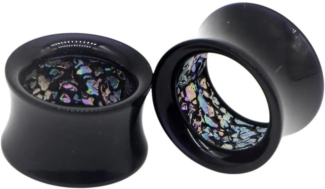 New 2025 2Pcs Black Hollow Acrylic Ear Plugs Tunnel Stretcher Expander Gauges Flesh Double Flared Tunnels Body Piercing Jewelry Fashion Trendy Accessories Creative Gift