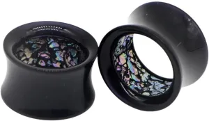 New 2025 2Pcs Black Hollow Acrylic Ear Plugs Tunnel Stretcher Expander Gauges Flesh Double Flared Tunnels Body Piercing Jewelry Fashion Trendy Accessories Creative Gift