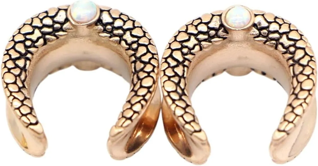 New 2025 2Pcs Inlay Opal Stainless Saddle Ear Tunnel Plug Ring Expander Fashion Body Piercing Jewelry Earrings Gift Trendy Accessories Creative