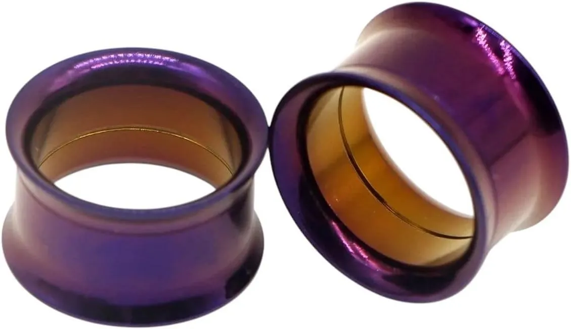 New 2025 2Pcs Surgical Screw Fit Ear Flesh Tunnel Plugs Anodized Internally Thread Double Flared Hollow Expander Gauge Jewelry Fashion Trendy Accessories Creative Gift