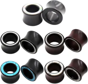 New 2025 2Pcs Wood Inlay White Line Blue Stone Ear Plug Tunnel Earring Guages Stretcher Expander Extender Piercing Body Jewelry Fashion Trendy Accessories Creative Gift