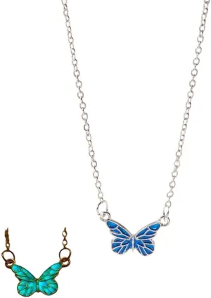 New 2025 Gift Fashion Blue Luminous Butterfly Necklace Bracelet Set For Women Glow In The Dark Clavicle Chain Choker Hers Party Jewelry Trendy Accessories Creative