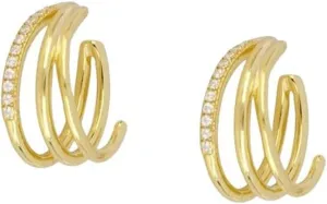 New 2025 Gold Color Chain Stud Earrings For Women Fashion Zircon Ear Cuffs Clip Women's Dangle Jewelry Trendy Accessories Creative Gift