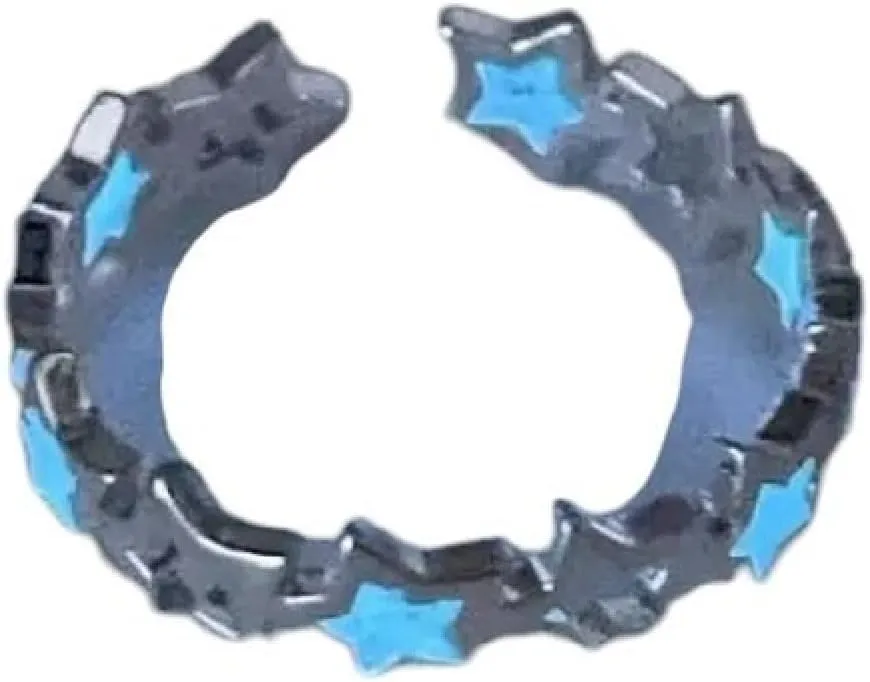 New 2025 Trendy Glow in Dark Luminous Star Ring Silver Open Hollow Out Pentagram Light Adjustable Jewelry Fashion Accessories Creative Gift