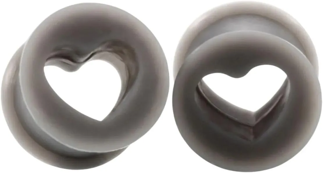 New 2025 Unisex 2Pcs Silicone Ear Plugs And Tunnels Heart Shape Flexible Expanders Tunnel Earrings Gauges Body Jewlery Piercings Jewelry Findings Fashion Trendy Accessories Gift For Women Men