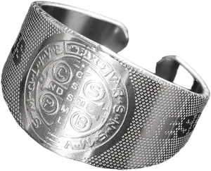 New 2025 Unisex Stainless Steel Saint Benedict Jesus Cross Ring for Men Women Open Style Exorcist Faith Christian Guardian Decoration Jewelry Luxury with You Accessories Trendy for Women and Men