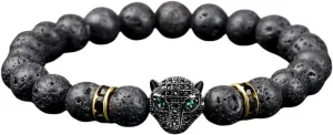 New 2025 Vintage Men Leopard Head Charms Lava Beads Bracelets Natural Stone Energy Yoga Prayer For Women Couples Jewelry Fashion Trendy Accessories Creative Gift
